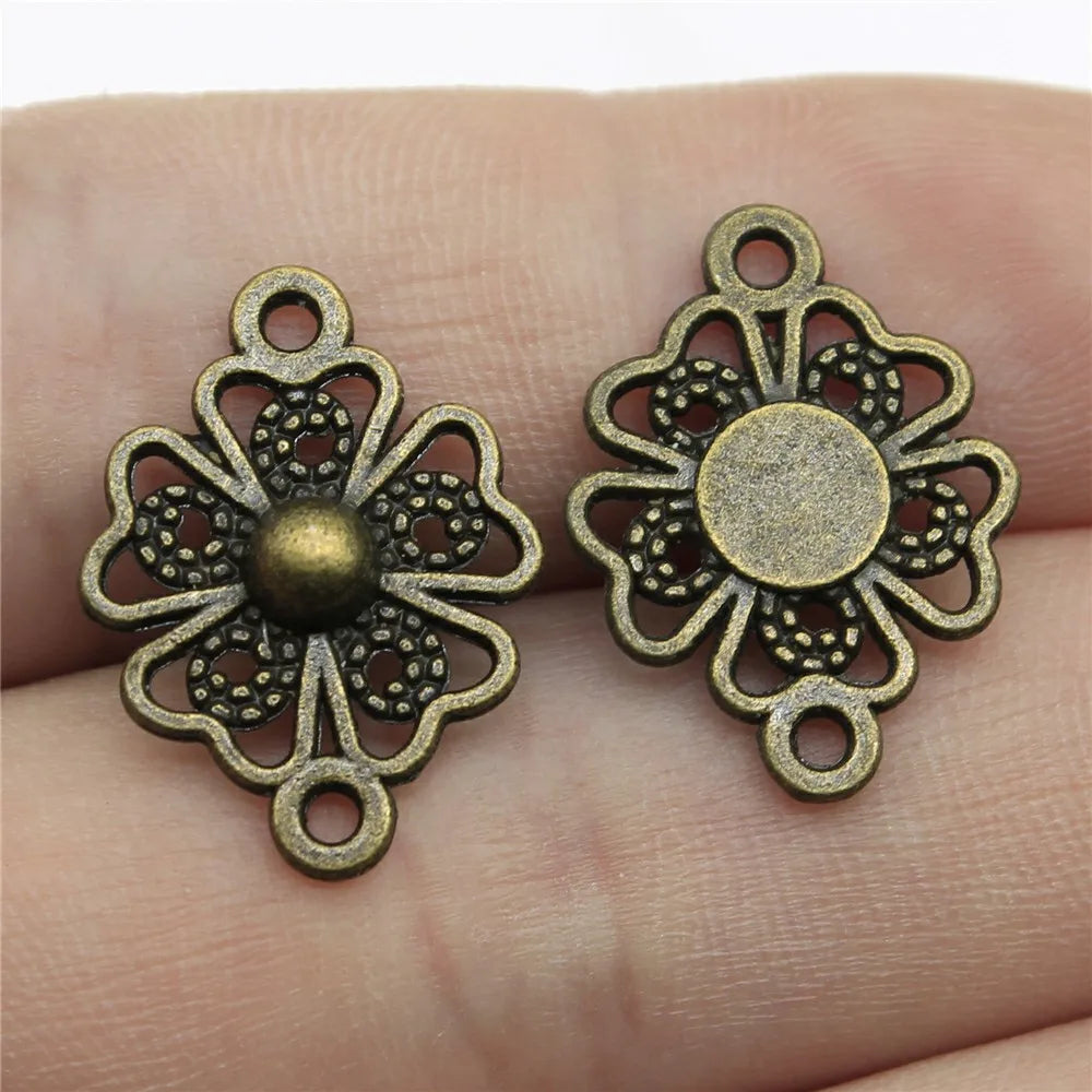 20x15mm 1.3g Multicolor Zinc Alloy Flower Connector Charm for DIY Bracelet Necklace Jewelry Making