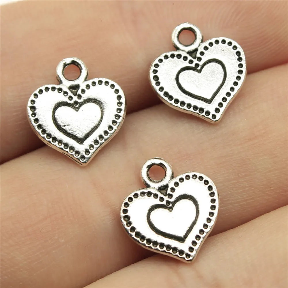 13x11mm 0.7g Multicolor Zinc Alloy Double Sided Small Heart Charm Pendant for DIY Jewelry Making