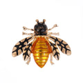 Elegant Enamel Honey Bee Brooch With Amber Wings, Luxury Insect Lapel Pin Corsage Suit Accessory Gift