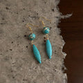Handmade Vintage Ethnic Synthetic Turquoise Imperial Stone Teardrop Drop Earrings