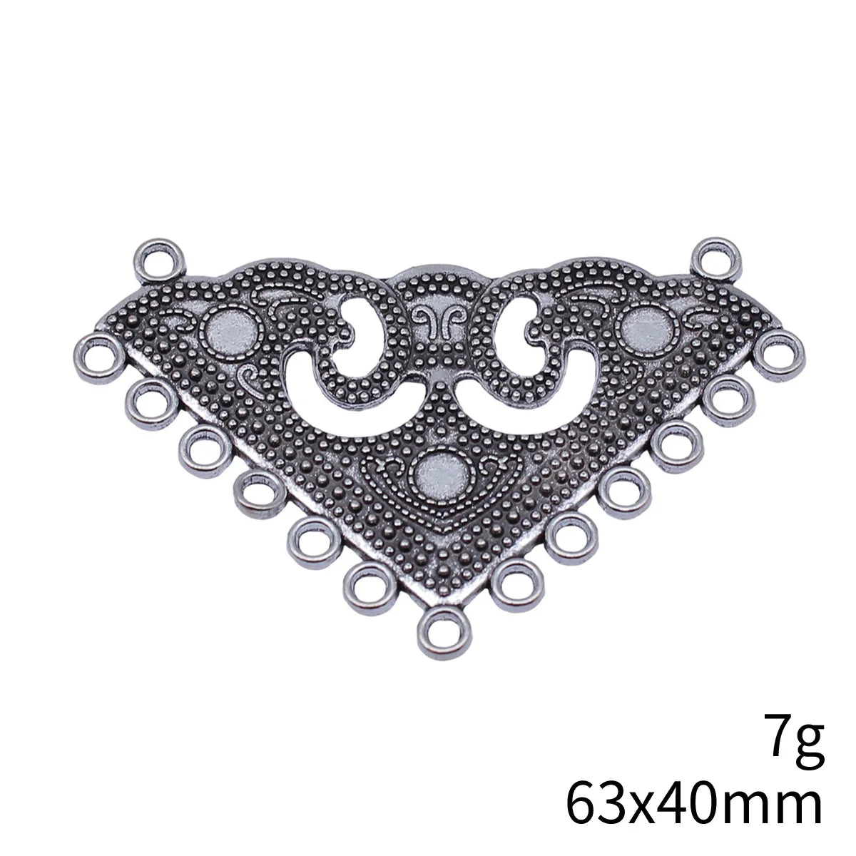 63x40mm 7g Antique Silver Zinc Alloy Triangle Multi Hole Connector Charm for Necklace Making