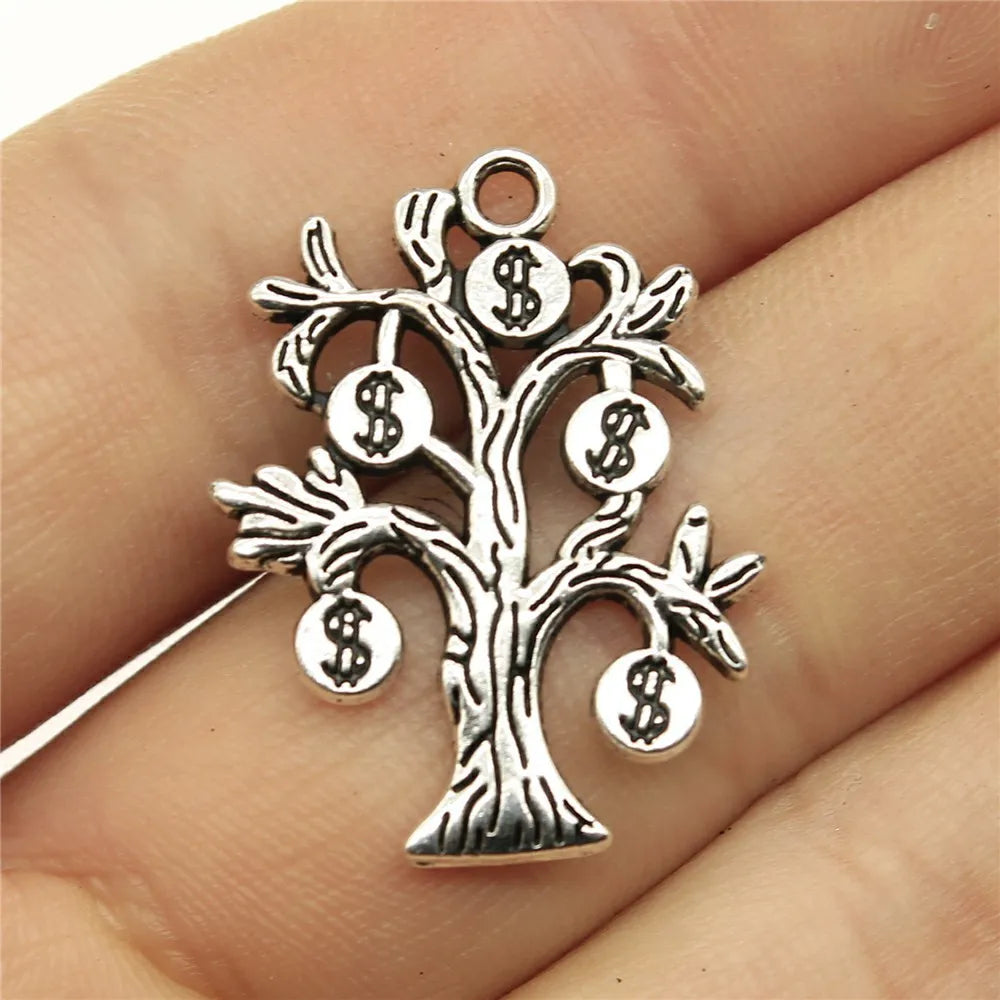 29x22mm 2.6g Antique Silver Zinc Alloy Money Tree Charm Pendant for Bracelet Necklace Making