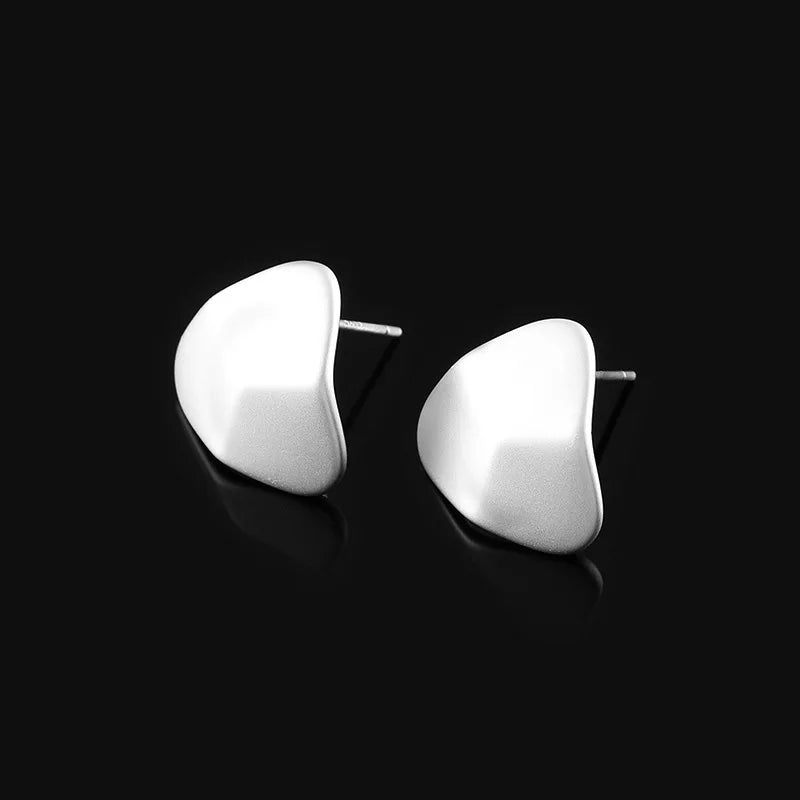 Elegant White Enamel Triangle Geometric Stud & Clip On No Piercing Minimalist Fashion Earrings