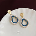 Vintage 14K Gold Plated Irregular Hollow Teardrop Drop Earrings With Glossy Pearl Statement Style