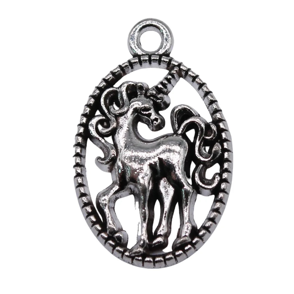 24x15mm 2.2g Antique Silver Zinc Alloy Unicorn Charm Pendant for DIY Bracelet Necklace Jewelry Making
