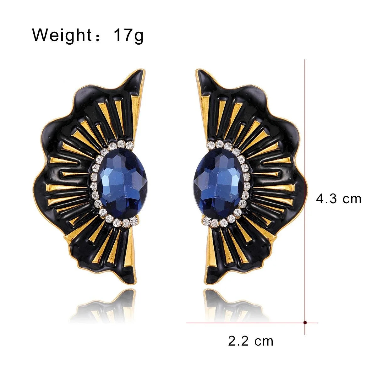 Vintage Fan-Shaped Alloy Earrings With Red Crystal Rhinestone, Elegant Luxury Studs For Wedding Party Gift