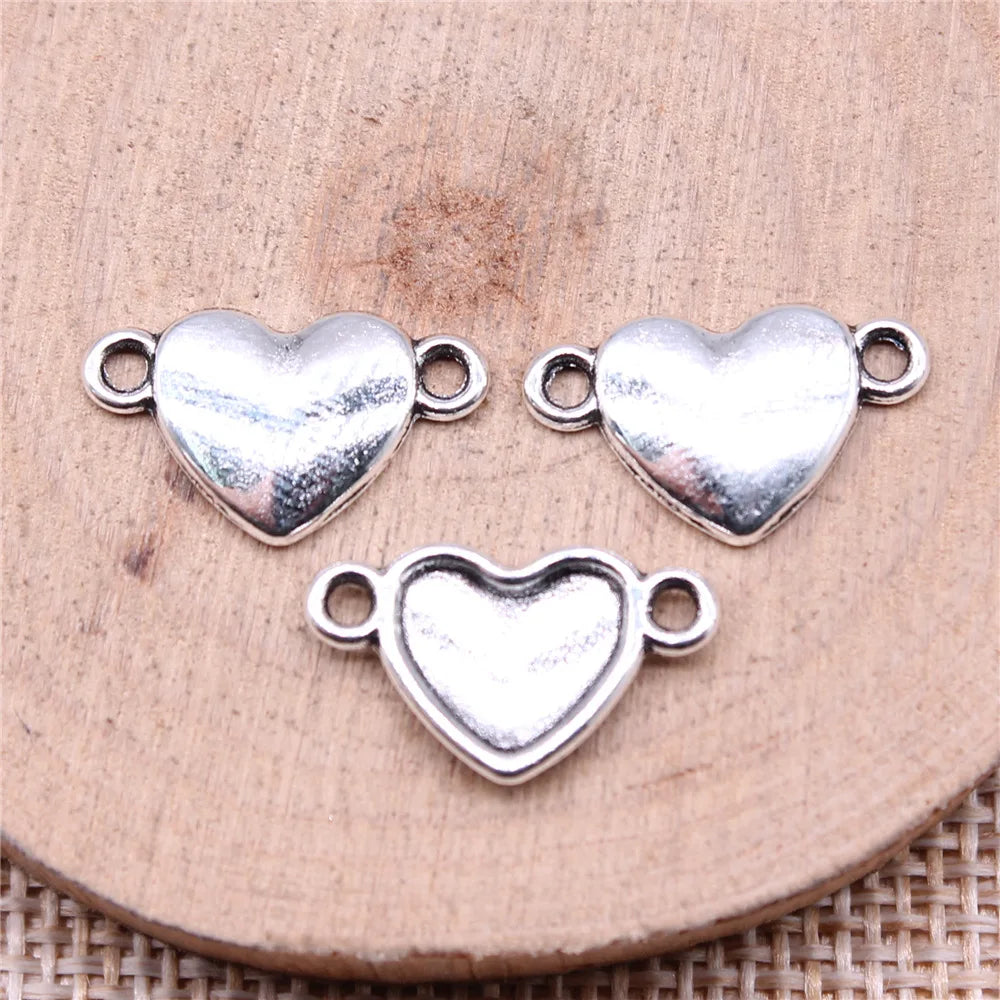 17x10mm 0.7g Antique silver zinc alloy Heart connector charm pendant for DIY bracelet making