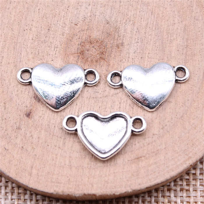 17x10mm 0.7g Antique silver zinc alloy Heart connector charm pendant for DIY bracelet making