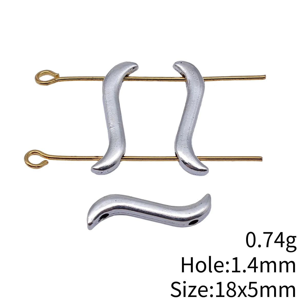 18x5mm 0.74g Antique Silver Zinc Alloy Double Hole S Shape Connector Beads for Bracelet DIY Jewelry Making