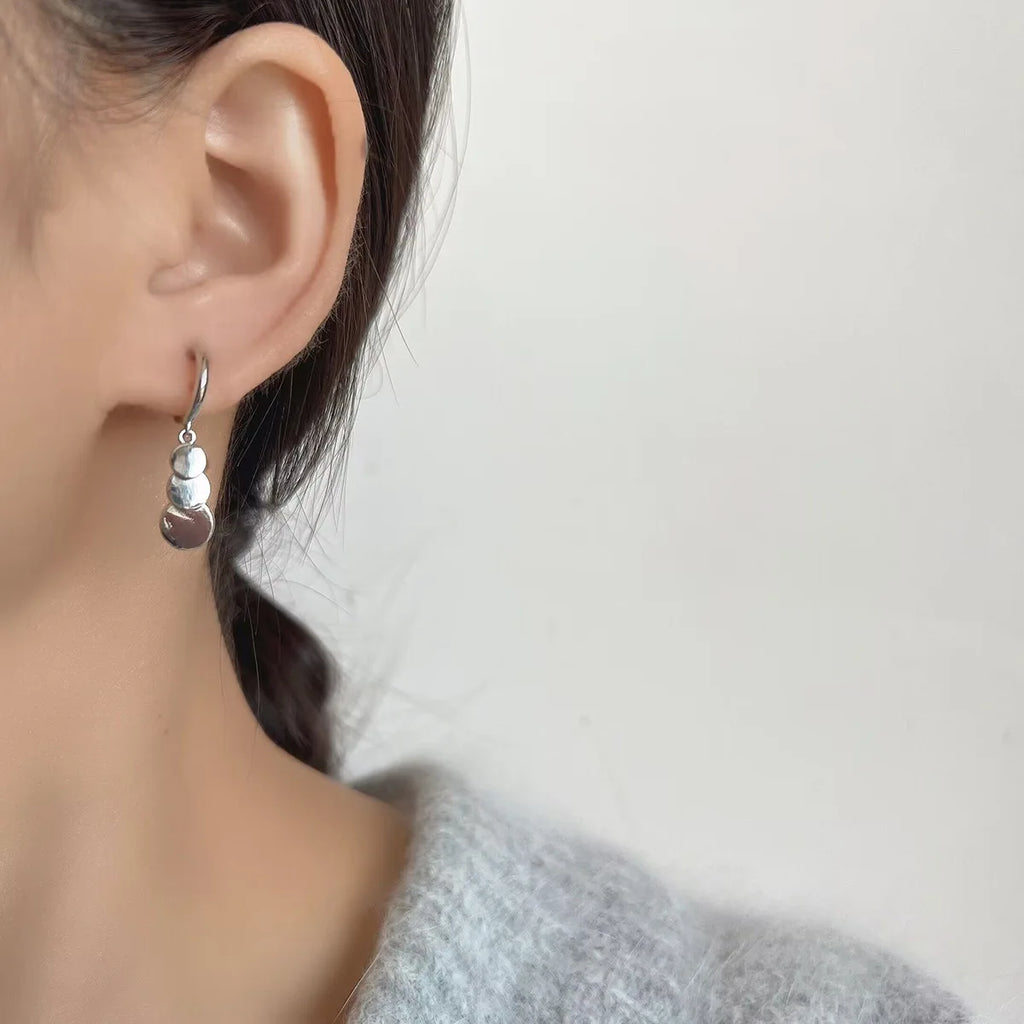 Elegant Gold Alloy Spiral Disc Long Drop Stud & Clip On No Piercing Minimalist Commuter Earrings