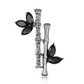 Elegant Bamboo Brooch With Rhinestone Crystal Leaves, Alloy Plant Lapel Pin Corsage Suit Accessory Gift