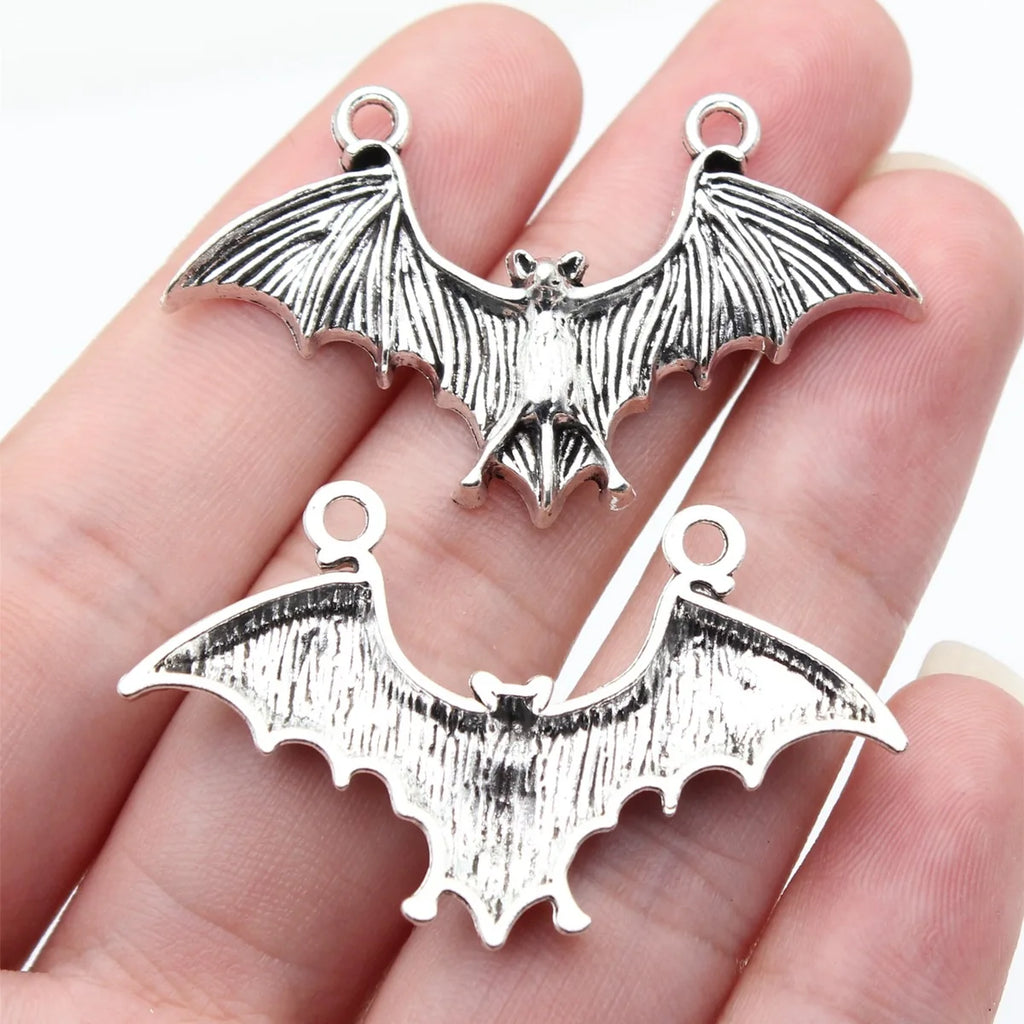 45x27mm 3.9g Antique Silver Zinc Alloy Bat Charm Pendant for Necklace Bracelet DIY Jewelry