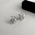 Sweet Cool Iris Flower Stud Earrings Copper Petal Design Elegant Spring Jewelry