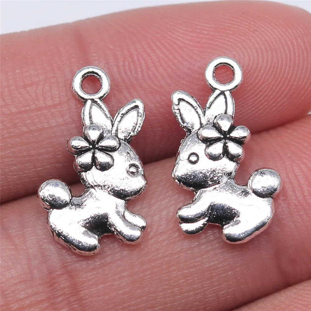 18x11mm 1g Multicolor Zinc Alloy Rabbit Charm Pendant for DIY Necklace Bracelet Jewelry Making