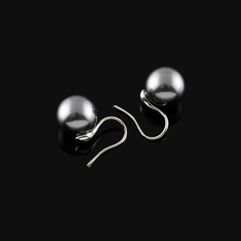Elegant Gray Pearl Spiral Coil Alloy Stud & Clip On No Piercing High Heel Hook Drop Earrings