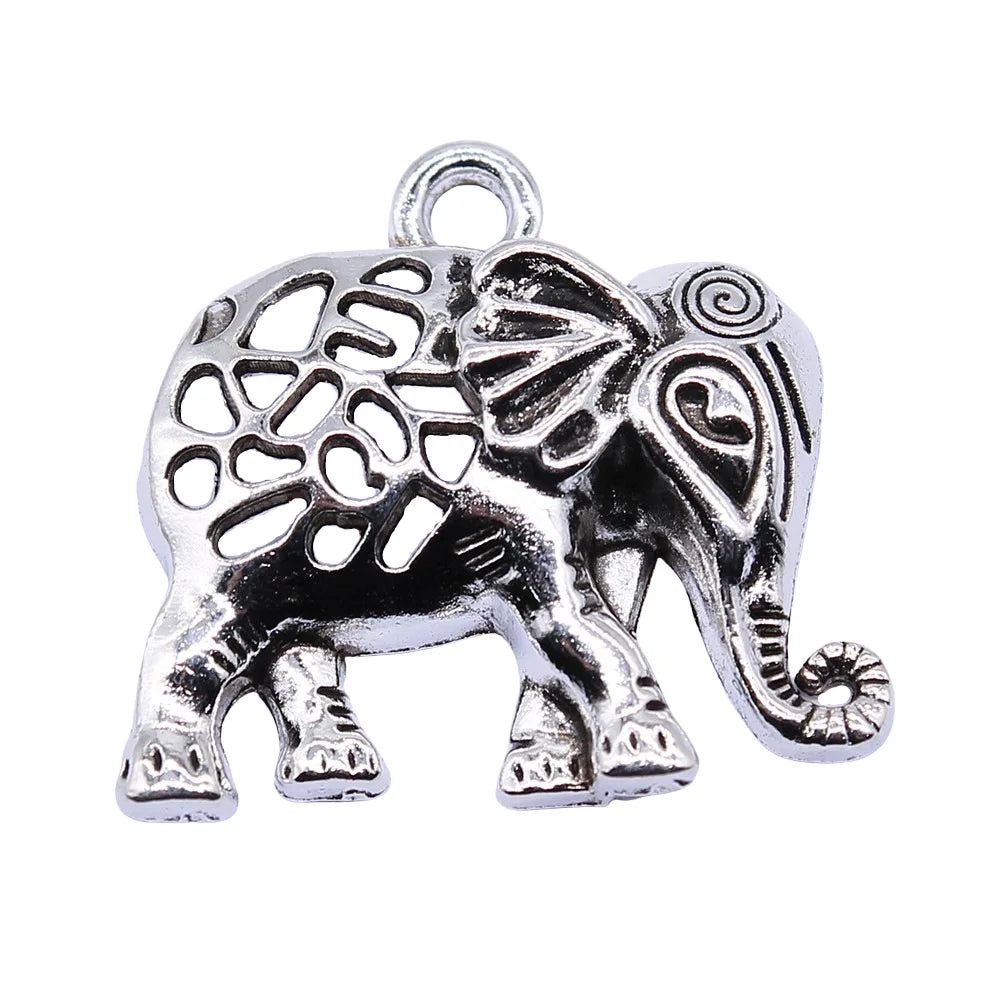 27x29mm 4.5g Multicolor Zinc Alloy Hollow Elephant Charm Pendant for DIY Necklace Bracelet Making