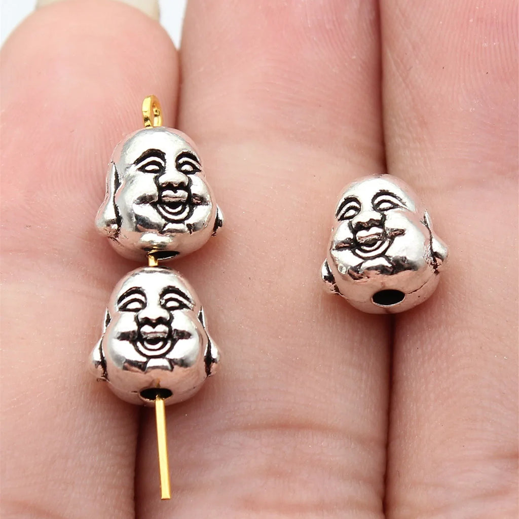 10x10mm 2.6g Antique Silver Zinc Alloy Buddha Head Loose Metal Beads for DIY Bracelet Jewelry Making