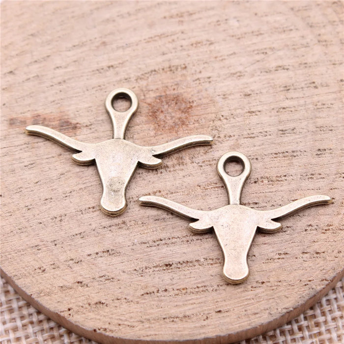 27x19mm 1.12g Antique Bronze Zinc Alloy Ox Horn Charm Pendant for DIY Necklace Bracelet Jewelry Making