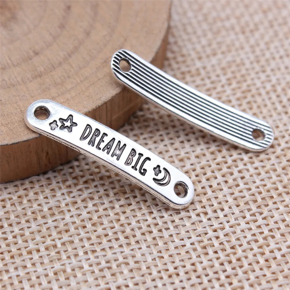 6x30mm 1.3g Multicolor Zinc Alloy DREAM BIG Bar Letter Connector Charm for Bracelet Jewelry Making