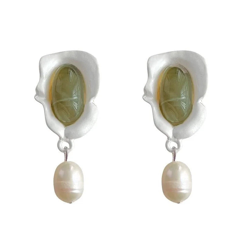 Freshwater Pearl Irregular Geometric Drop Earrings Designer Chic Office Jewelry
