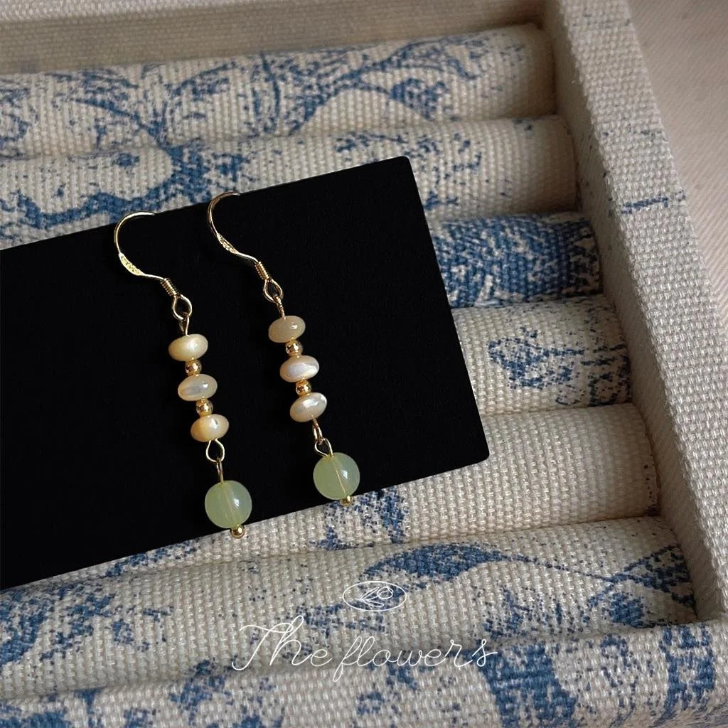 Fresh Forest Style Shell Tassel Drop Earrings Handmade Geometric Silver Plated Vintage Jewelry