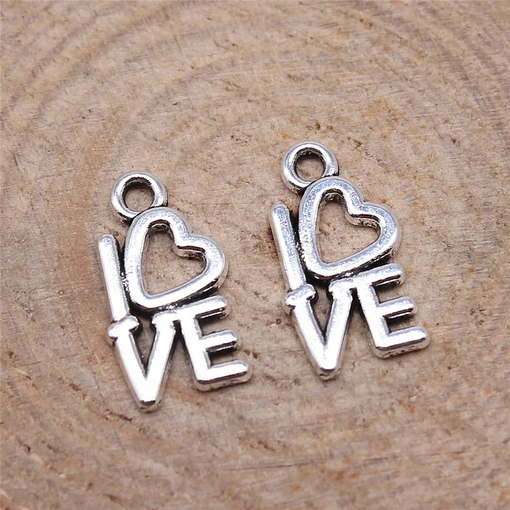 12mm 0.5g Multicolor Zinc Alloy love Letter Charm Pendant for Bracelet Necklace Making