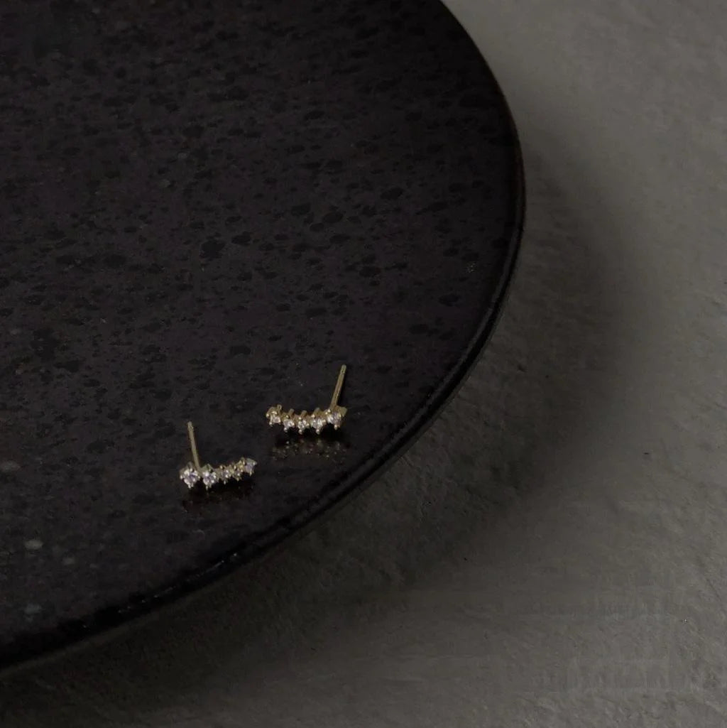 Mini Micro Pave Zircon Copper Stud Earrings With 14K Plated Korean Minimalist Geometric Jewelry