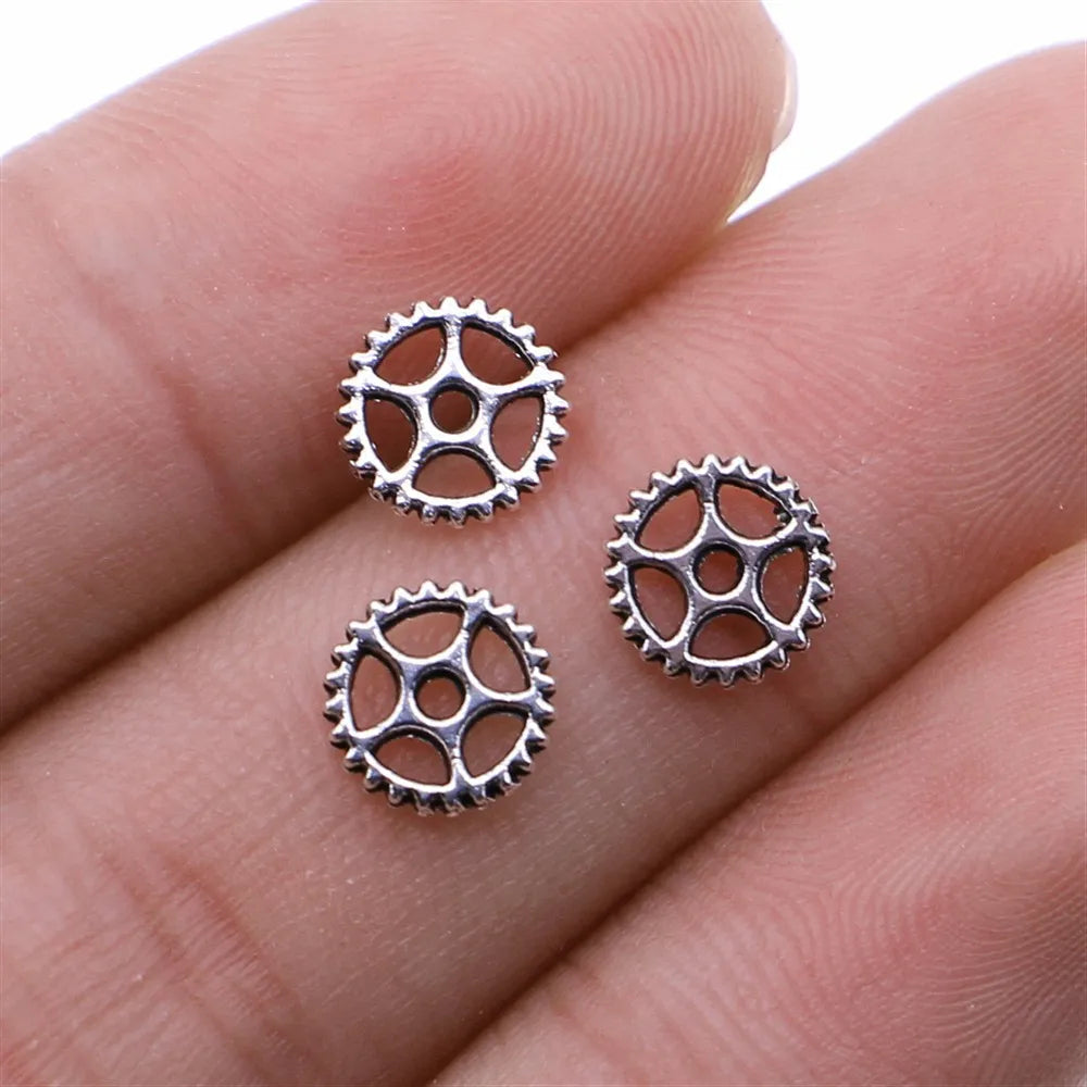 8mm 0.2g Multicolor Zinc Alloy Gear Charm Pendant for DIY Steampunk Bracelet Necklace Making