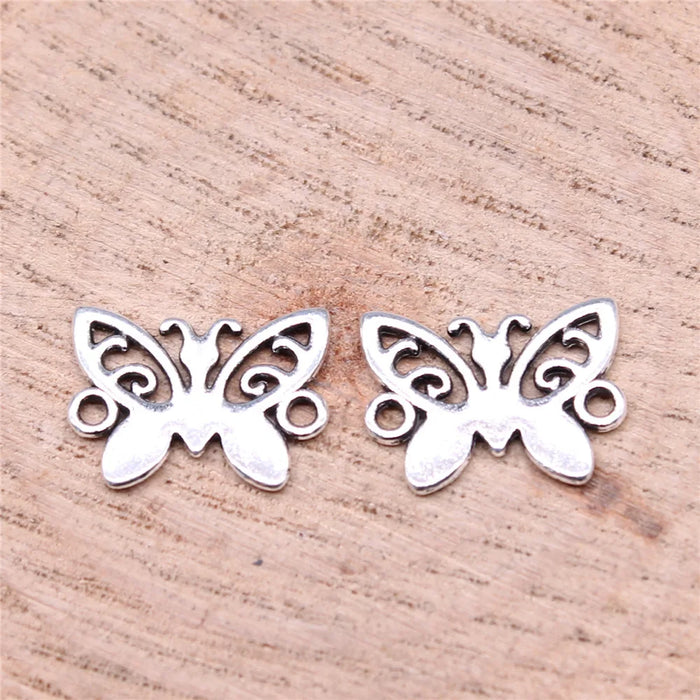 15x12mm 0.59g Antique Silver Zinc Alloy Butterfly Connector Charm Pendant for DIY Bracelet Jewelry Making