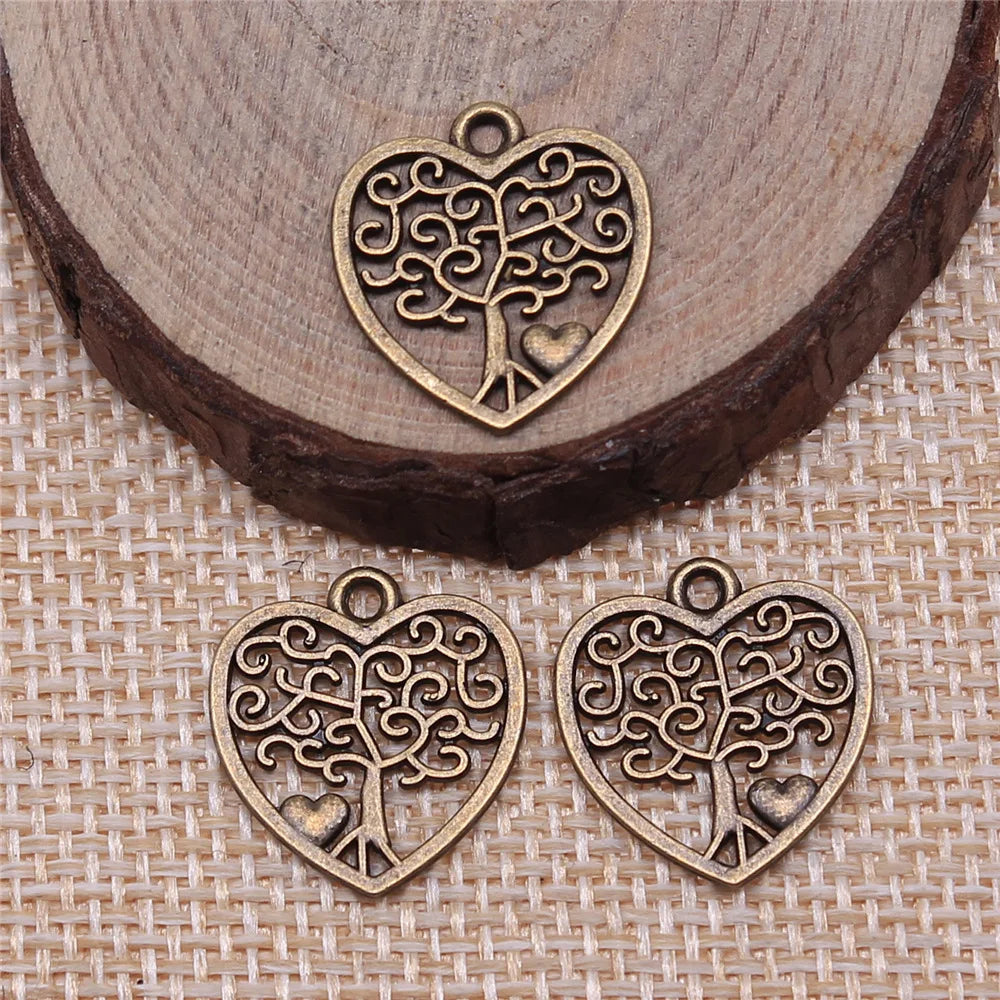 17x18mm 1.1g Multicolor Zinc Alloy Heart Tree charm pendant for DIY necklace bracelet making