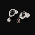 Vintage Oval Black Cabochon Alloy Teardrop Dangle Stud & Clip On No Piercing Women's Earrings