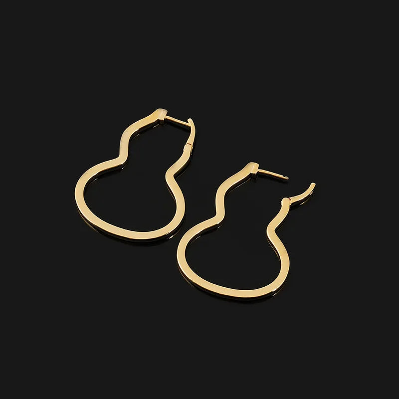 Elegant Hollow Gourd Hoop Alloy Stud & Clip On No Piercing Screw Back Women's Fashion Earrings