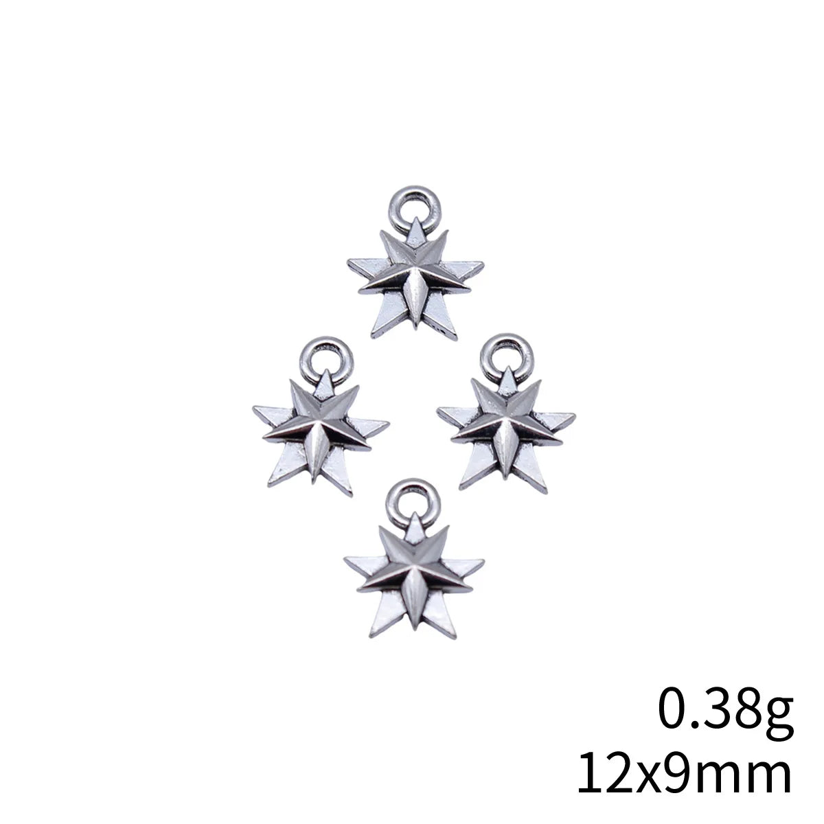 12x9mm 0.38g Antique Silver Zinc Alloy Star Charm Pendant for Bracelet Necklace DIY Jewelry Making