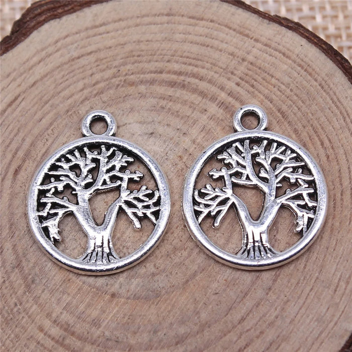 16x16mm 1.2g Antique Silver Zinc Alloy Tree of Life Charm Pendant for Bracelet Jewelry Making