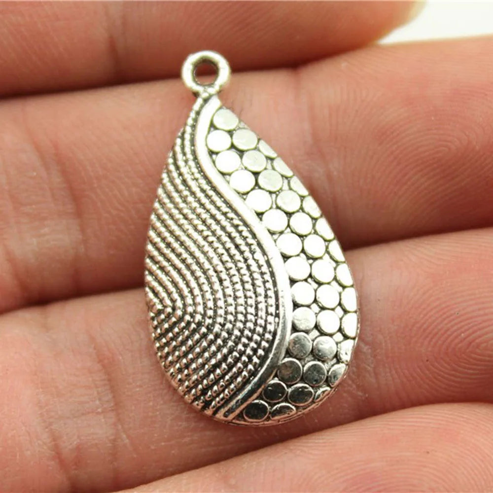 31x16mm 2.7g Antique Silver Zinc Alloy Teardrop Charm Pendant for DIY Necklace Jewelry Making