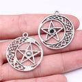 33x30mm 3.1g Antique Silver Zinc Alloy Five Point Star Crescent Moon Charm Pendant for DIY Jewelry Making