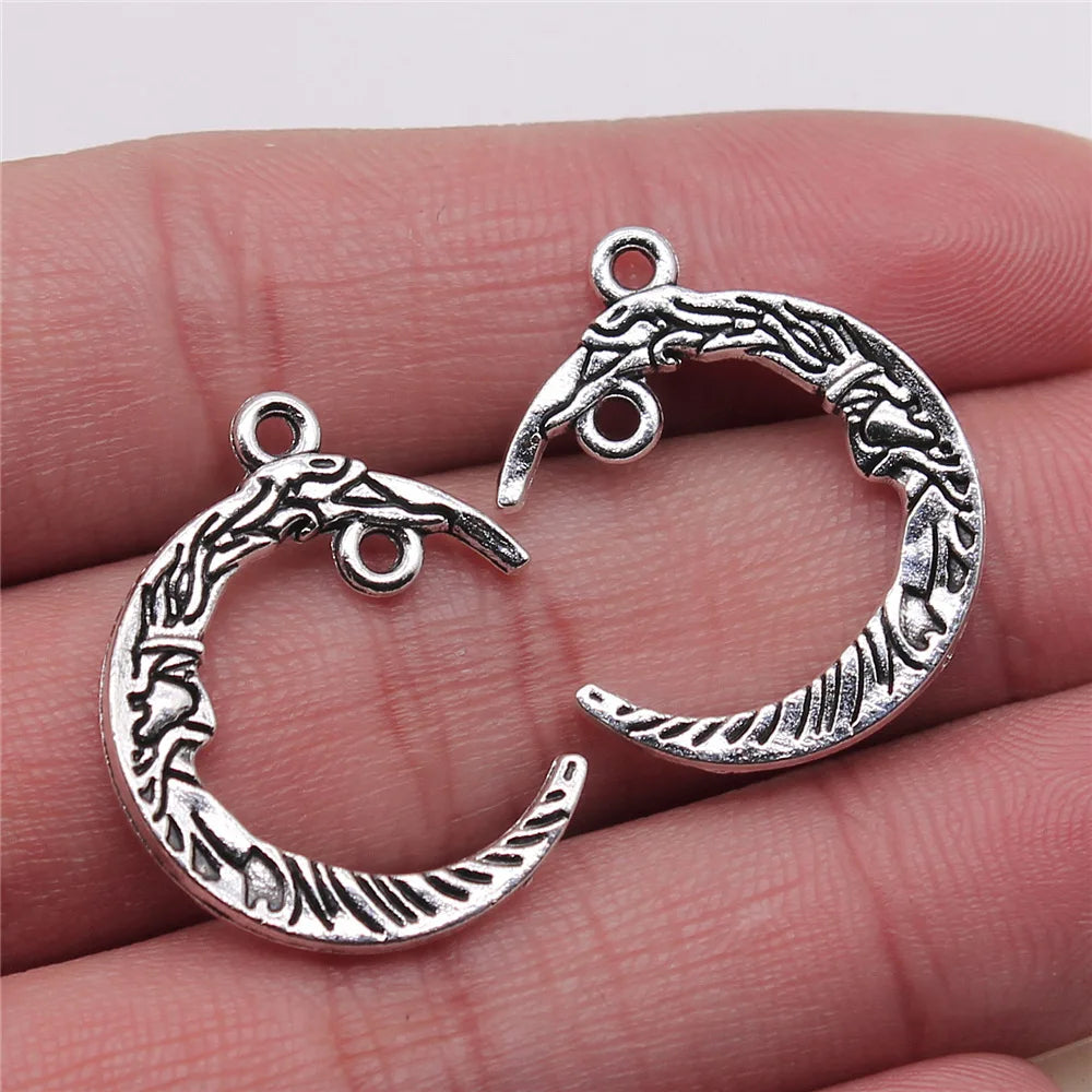 21x26mm 2.1g Multicolor Zinc Alloy Moon Connector Charm Pendant for DIY Necklace Bracelet Making
