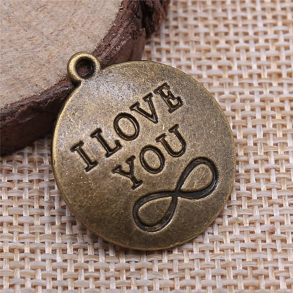 28x24mm 3.2g Zinc Alloy I Love You Infinity Letter Charm Pendant for DIY Necklace Bracelet Jewelry Making