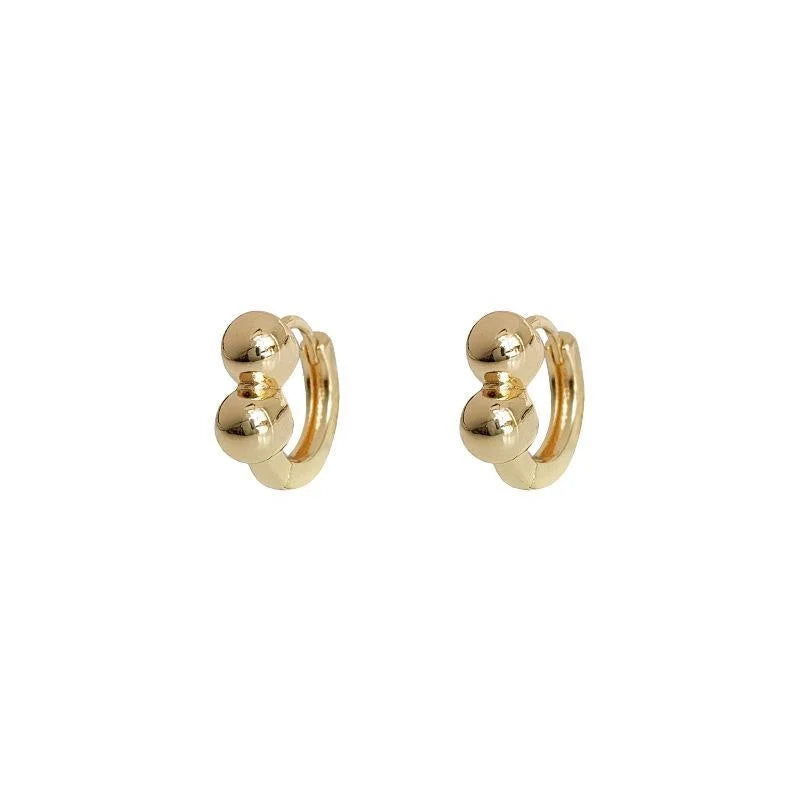 Minimalist Gold Tone Copper Stud Earrings For Women, Versatile Geometric Round Ball Jewelry