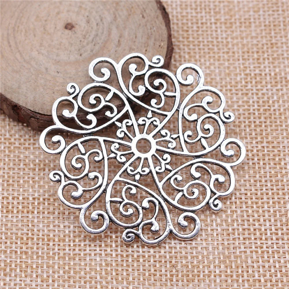 55x52mm 10.4g Multicolor Zinc Alloy Mandala Pattern Charm Pendant for DIY Necklace Making