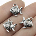 15x14x4mm 1.6g Antique Silver Zinc Alloy Tropical Fish Charm Pendant for DIY Bracelet Necklace Making