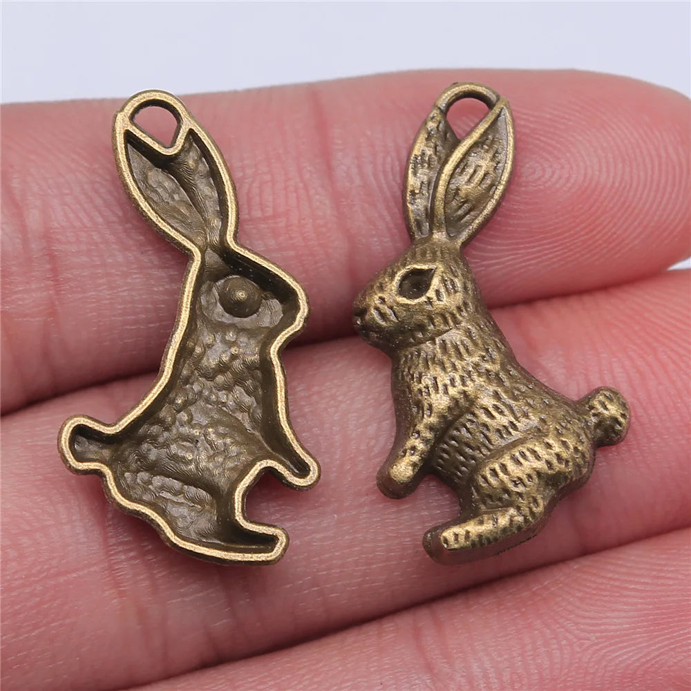 29x19mm 1.9g Zinc Alloy Rabbit Charm Pendant for DIY Necklace Bracelet and Clothing Accessory Making