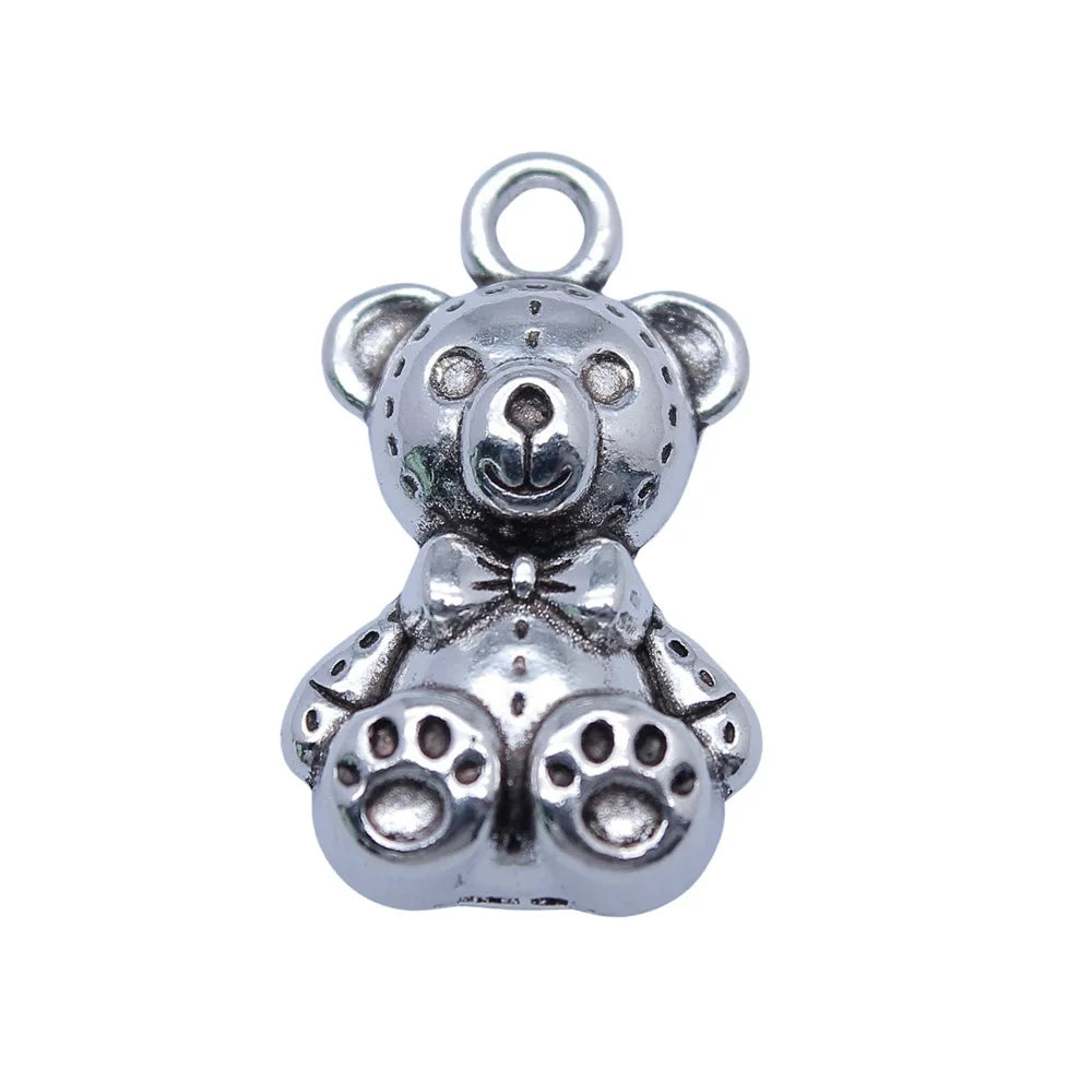 12x20mm 2g Antique Silver Zinc Alloy Teddy Bear Charm Pendant for DIY Bracelet Necklace Making