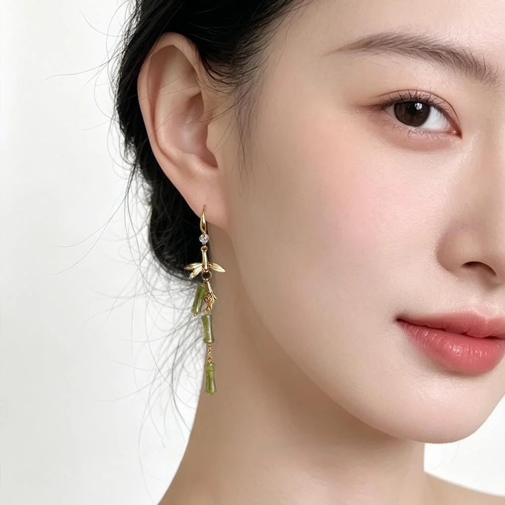 New Chinese Style Eco Copper Bamboo Segment Drop Earrings Handmade Fashion Jewelry