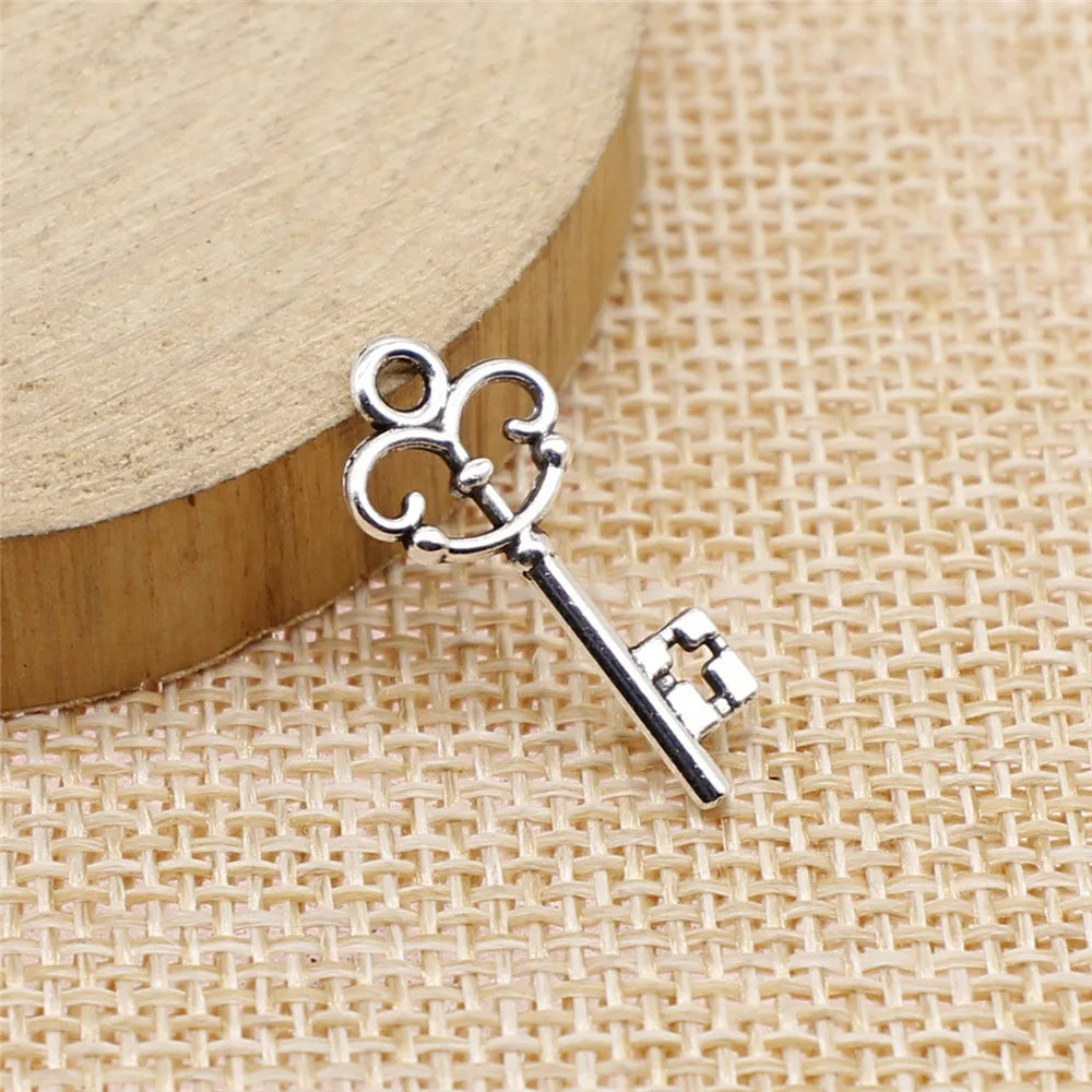 10x23mm 0.5g Multicolor Zinc Alloy Key Charm Pendant for DIY Necklace Bracelet Jewelry Making