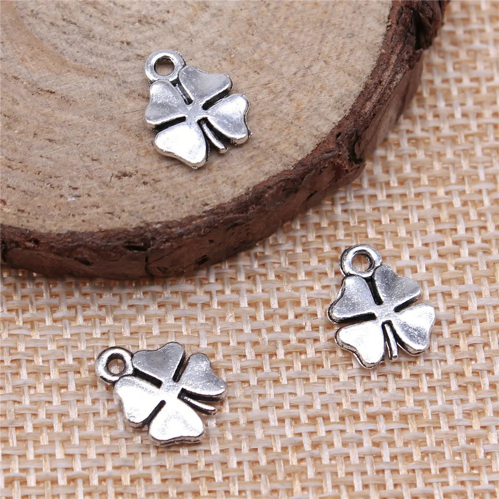 12x9mm 0.6g Multicolor Zinc Alloy Four Leaf Clover charm pendant for DIY bracelet necklace making