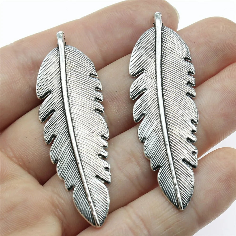 56x18mm 3.9g Multicolor Zinc Alloy Feather Charm Pendant for DIY Necklace Bracelet Jewelry Making