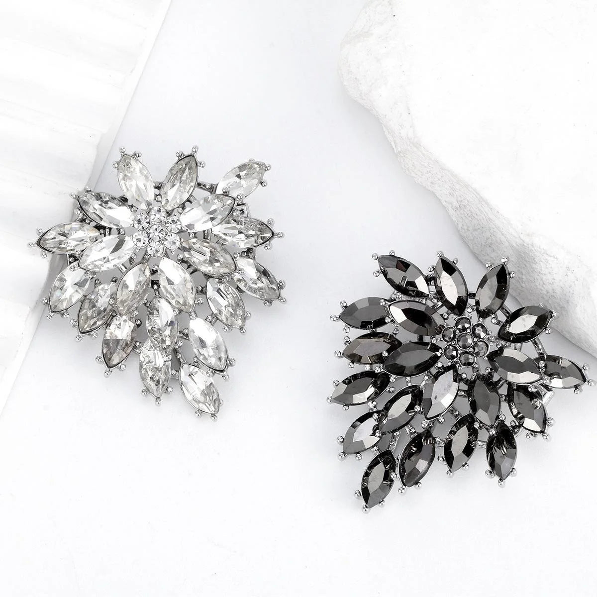 Luxury Firework Flower Rhinestone Brooch In Silver Alloy, Elegant Women's Lapel Pin Suit Accessory