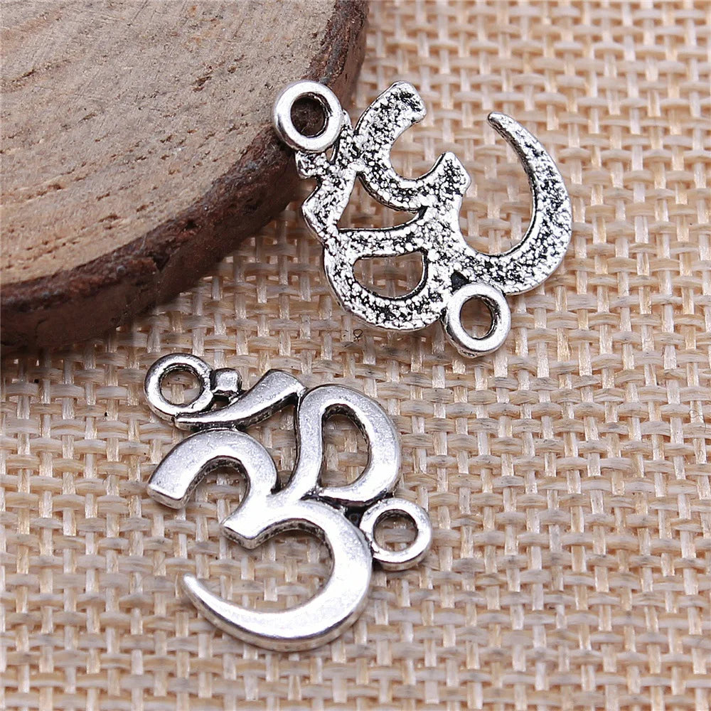 15x20mm 1g Antique silver zinc alloy OM Symbol connector charm for DIY bracelet necklace making
