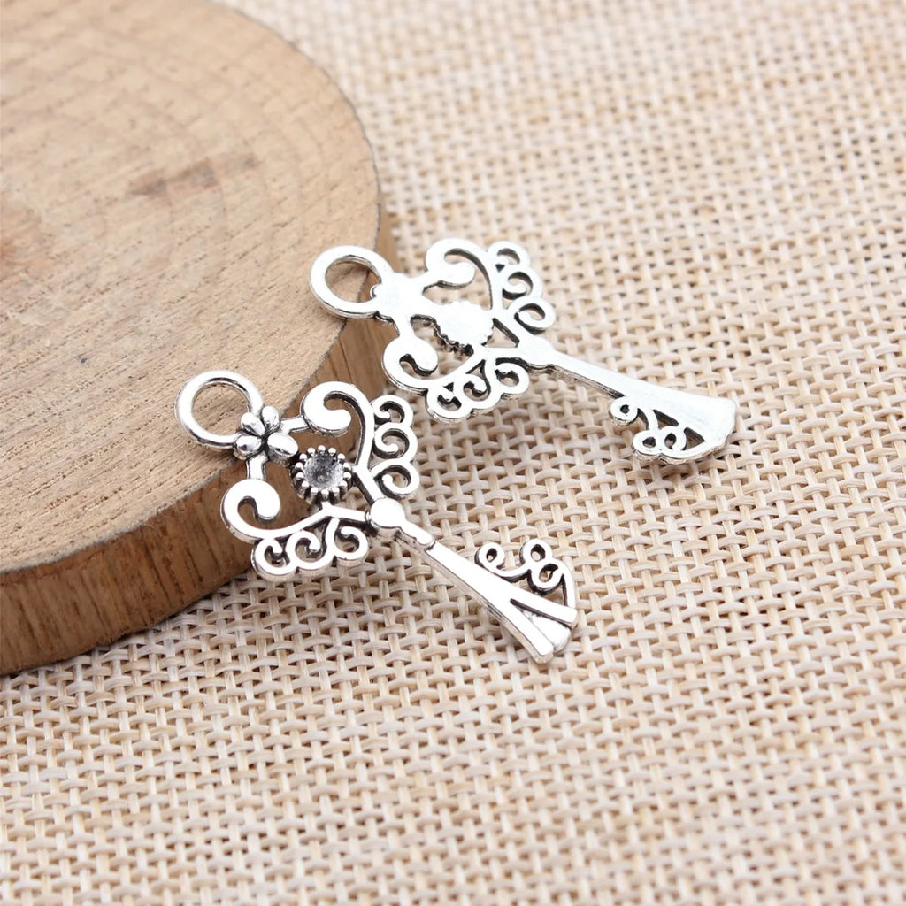 33x18mm 1.4g Multicolor Zinc Alloy Heart Key Charm Pendant for Necklace Bracelet DIY Jewelry Making